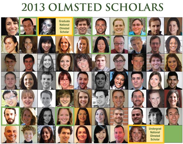 A mosaic view of the 2013 Olmsted Scholars' faces.