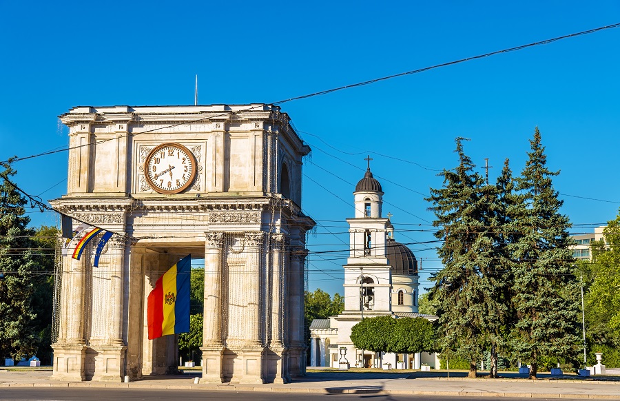The Triumphal Arch in Chisinau, Moldova.