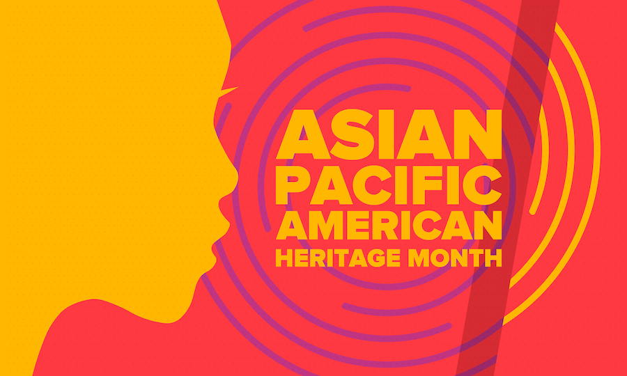 Silhouette of the profile of a person's face, with the text "Asian Pacific American Heritage Month"