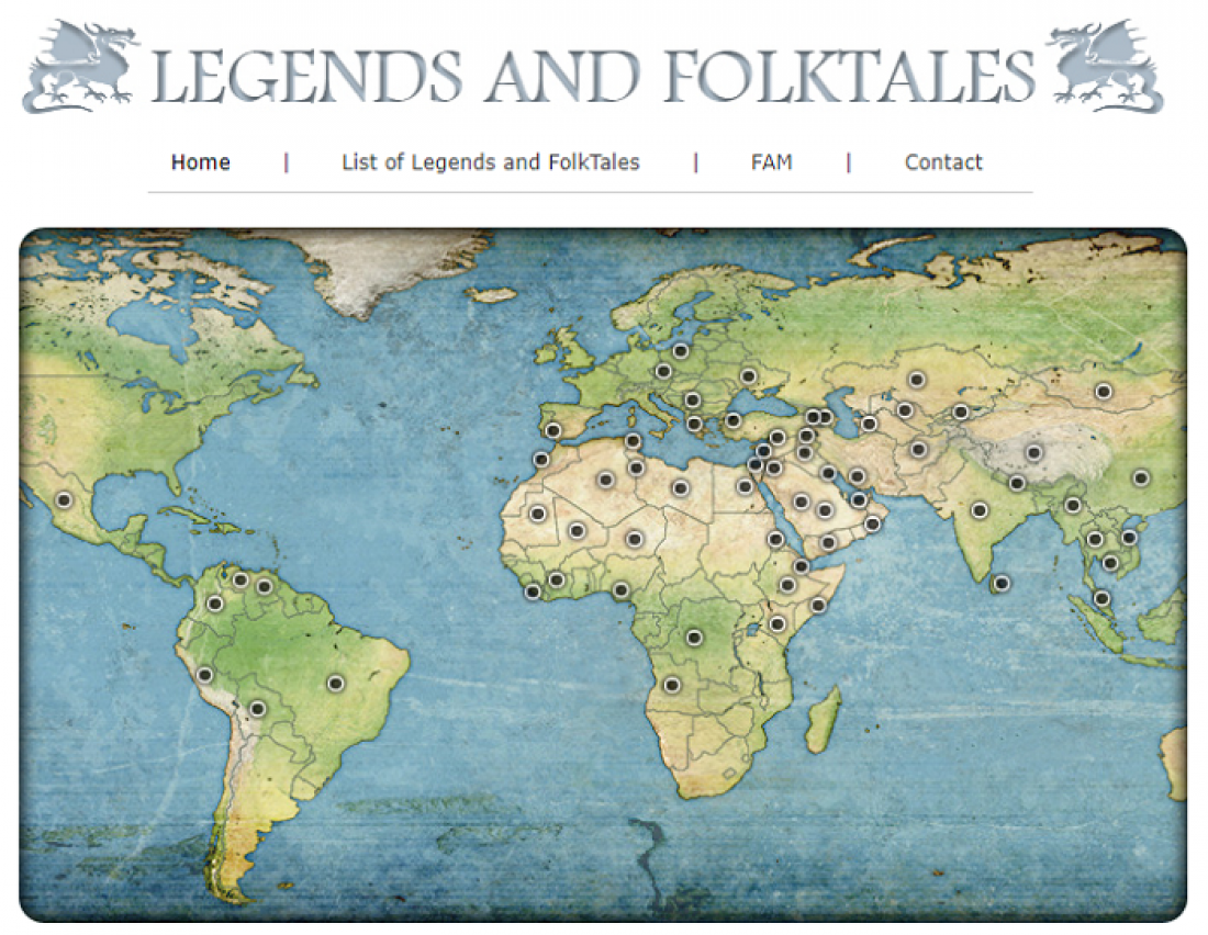 Screenshot of the Legends and Folktales website