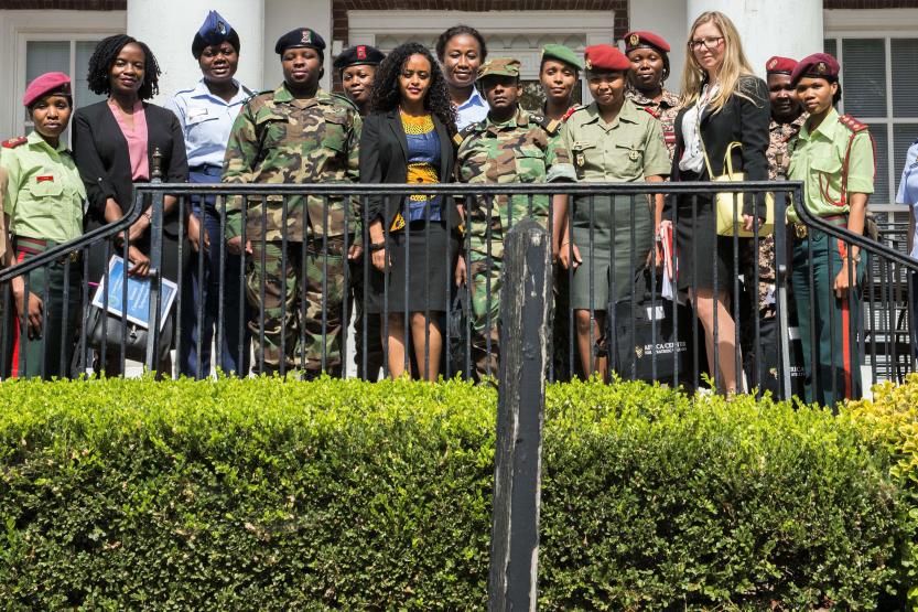 Participants attending the AFRICOM “Women, Peace and Security” forum pose for a photo.