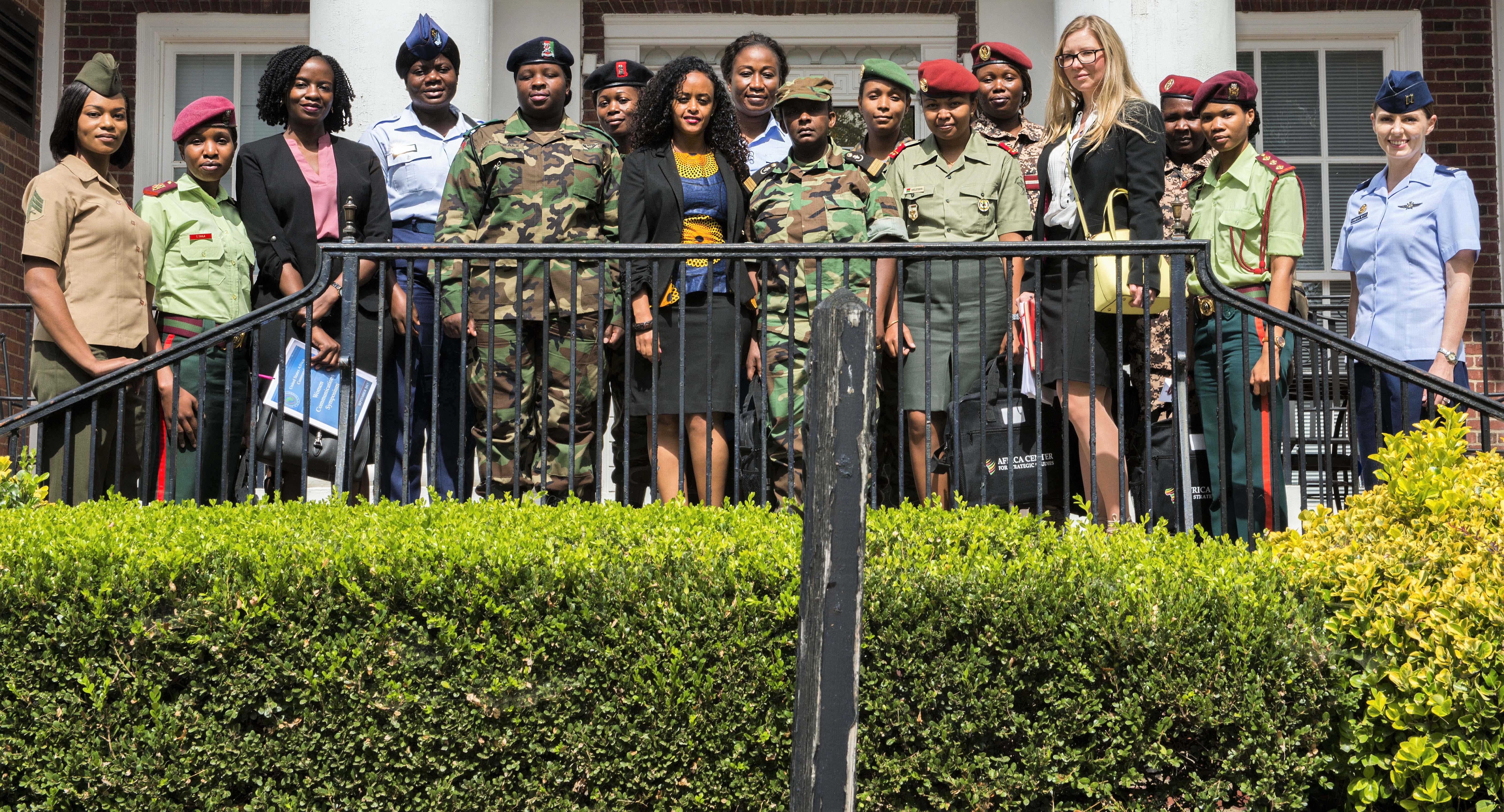Participants attending the AFRICOM “Women, Peace and Security” forum pose for a photo.