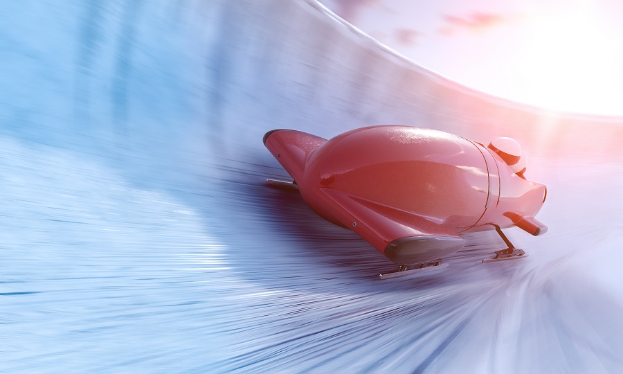 Image of a bobsled going down a track