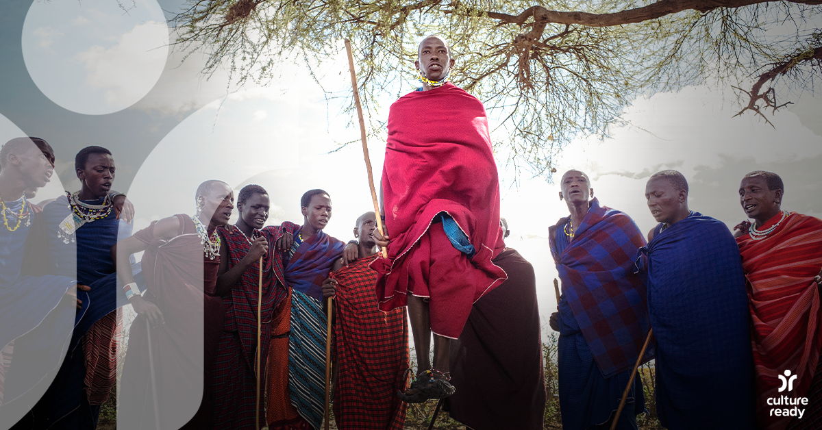 Group of men from the Maasai tribe in Tanzania