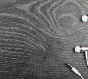 Earbuds sitting on a table