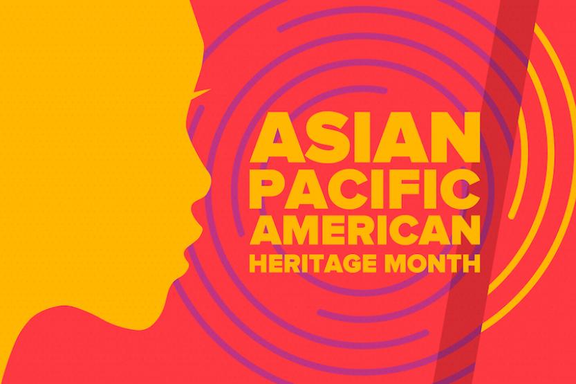 Silhouette of the profile of a person's face, with the text "Asian Pacific American Heritage Month"