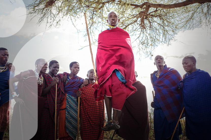 Group of men from the Maasai tribe in Tanzania