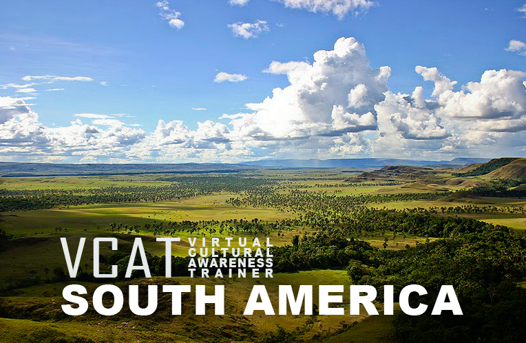 Image of green landscape with text VCAT South America.
